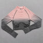 Women Yoga Set Gym Clothing Ombre Seamless Gradient Leggings+Long sleeve Top Workout Sport Suit Women Fitness Set Active Wear-7