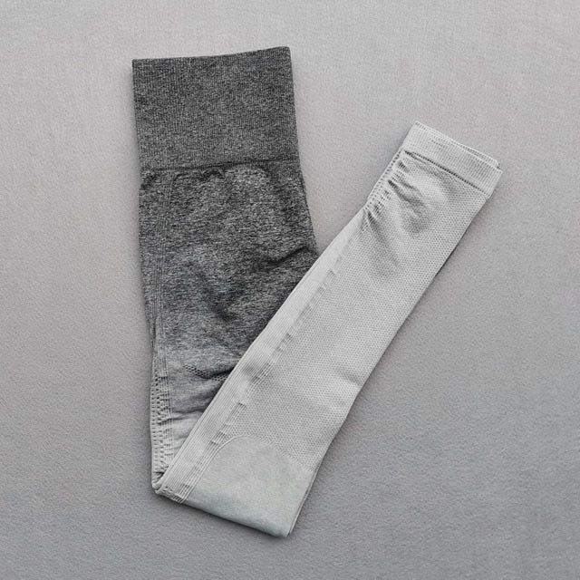 Women Yoga Set Gym Clothing Ombre Seamless Gradient Leggings+Long sleeve Top Workout Sport Suit Women Fitness Set Active Wear-15