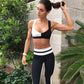 Patchwork Fitness Yoga Sportswear Set For Women Crop Top Leggings Pants Suit Gym Fitness Jogging Slim Tracksuit Outfits Clothing-4