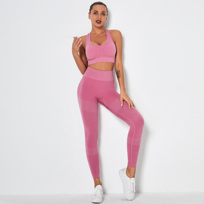 Seamless Yoga Fitness Set Women Sportswear Tank Bra Crop Top Leggings Pants Workout Clothes Gym Clothing 2 Piece Yoga Tracksuit-5