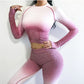 Women Yoga Set Gym Clothing Ombre Seamless Gradient Leggings+Long sleeve Top Workout Sport Suit Women Fitness Set Active Wear-3