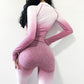 Women Yoga Set Gym Clothing Ombre Seamless Gradient Leggings+Long sleeve Top Workout Sport Suit Women Fitness Set Active Wear-4