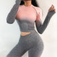 Women Yoga Set Gym Clothing Ombre Seamless Gradient Leggings+Long sleeve Top Workout Sport Suit Women Fitness Set Active Wear-1
