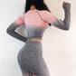 Women Yoga Set Gym Clothing Ombre Seamless Gradient Leggings+Long sleeve Top Workout Sport Suit Women Fitness Set Active Wear-2