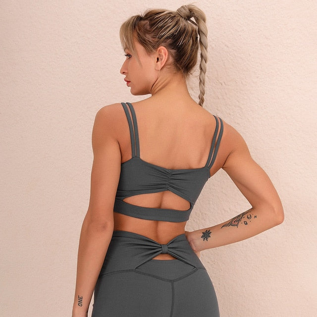 Seamless Solid Yoga Suit GYM Sporty Fitness Two Piece Set Running Sports Jogging Tracksuit Bra Top Leggings Workout Wear-10
