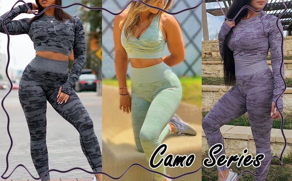 3Pcs Yoga Set Sport Suits Gym Wear Seamless Sportswear Workout Leggings Sports Bra Long Sleeves Crop Tops Fitness Clothing-3
