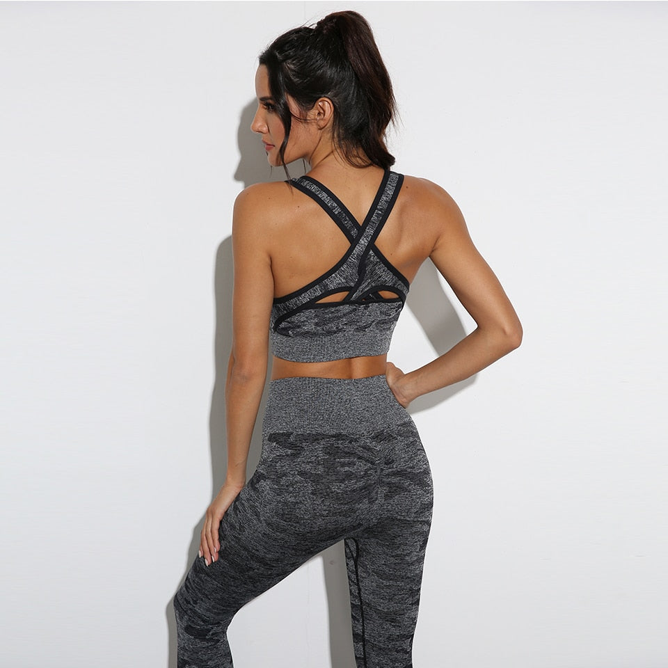 3Pcs Yoga Set Sport Suits Gym Wear Seamless Sportswear Workout Leggings Sports Bra Long Sleeves Crop Tops Fitness Clothing-2