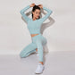 Women&#39;s Sportswear Yoga Set Workout Clothes Athletic Wear Sports Gym Legging Seamless Fitness Bra Crop Top Long Sleeve Yoga Suit-3